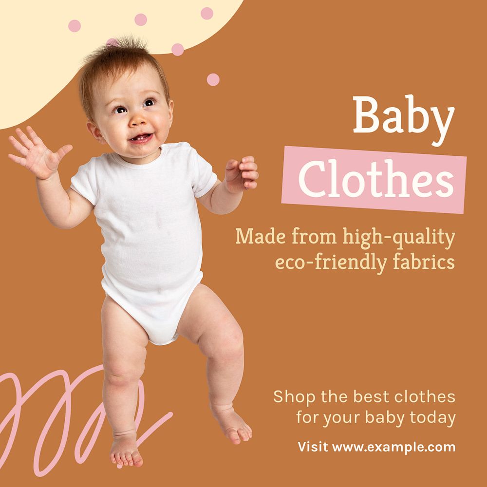 Baby clothes Instagram post template, editable text