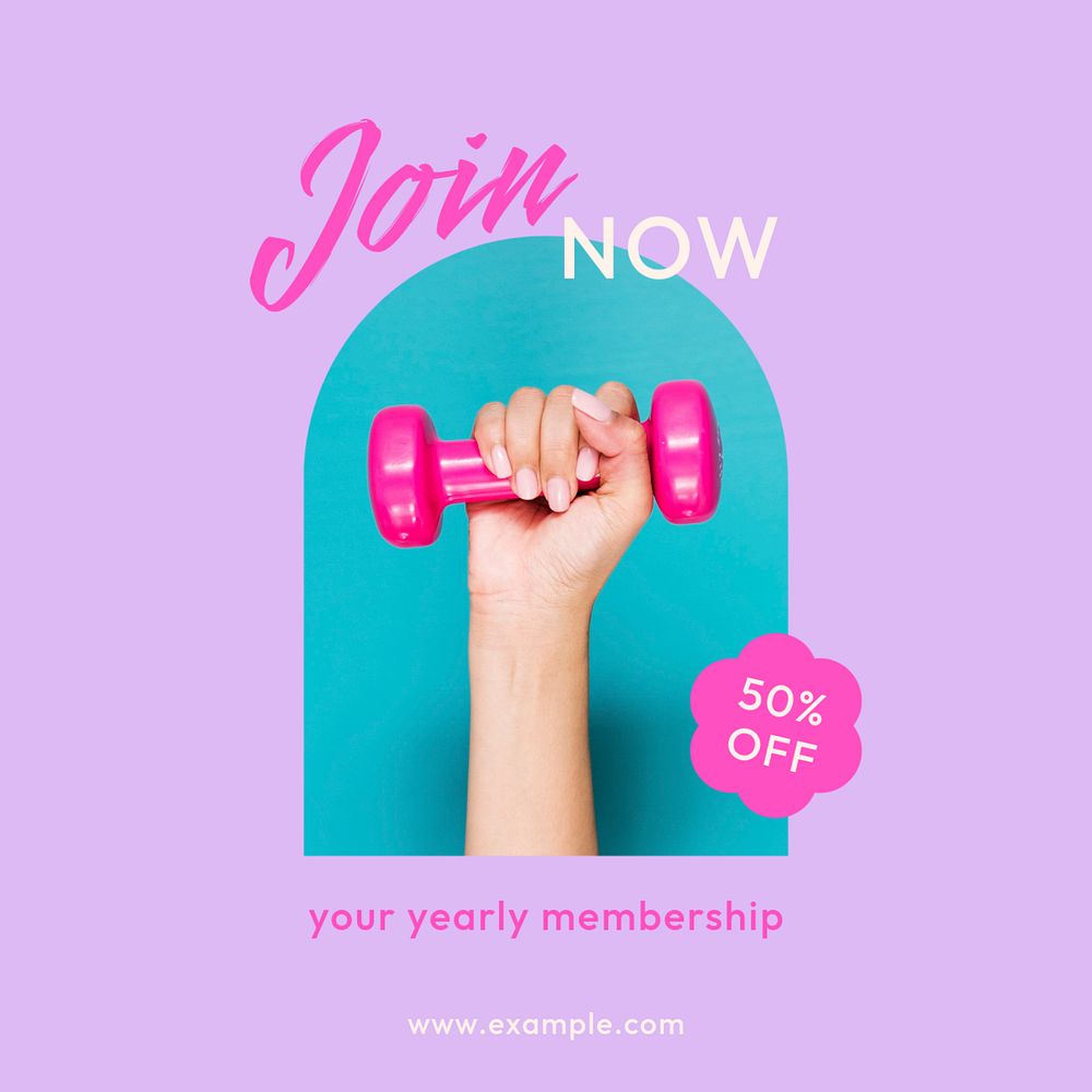 Gym membership Instagram post template, editable text