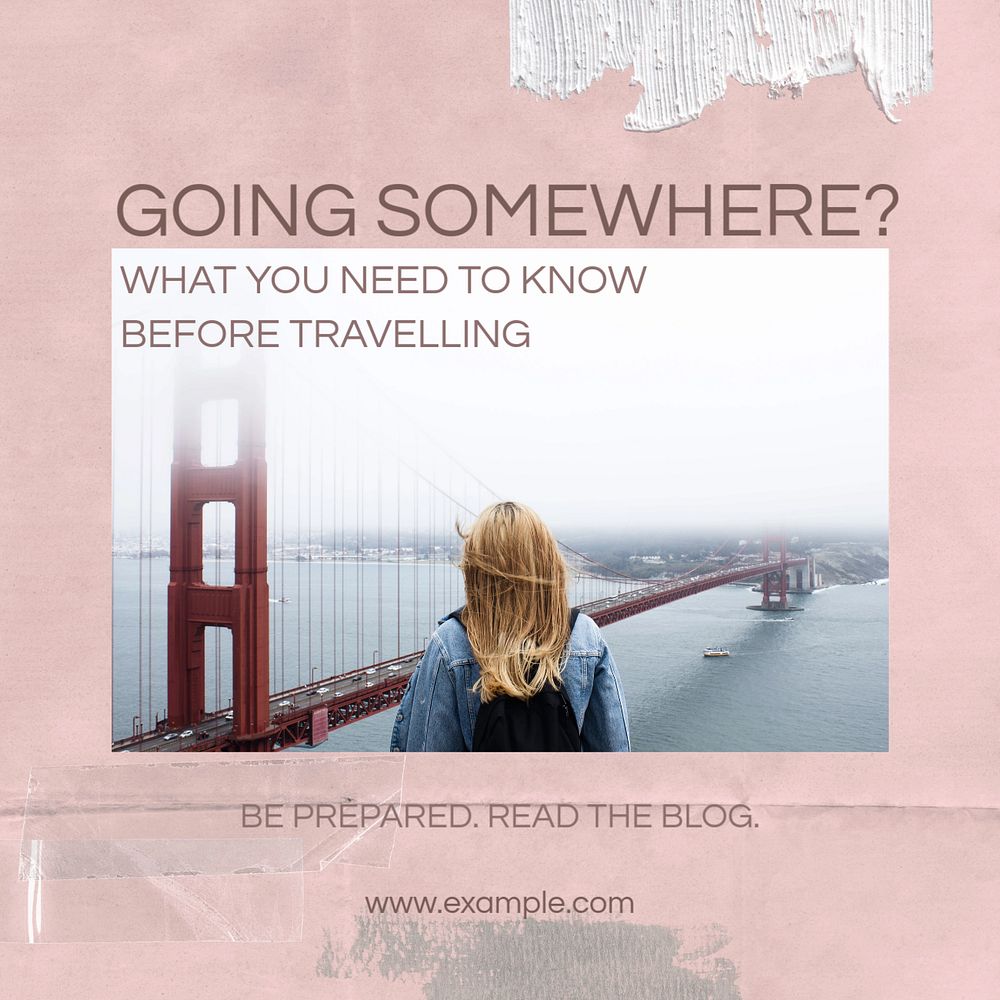 Travel tips Instagram post template, editable text