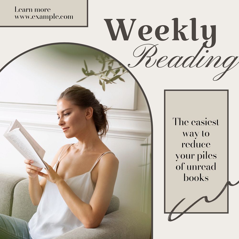 Weekly reading Instagram post template, editable text