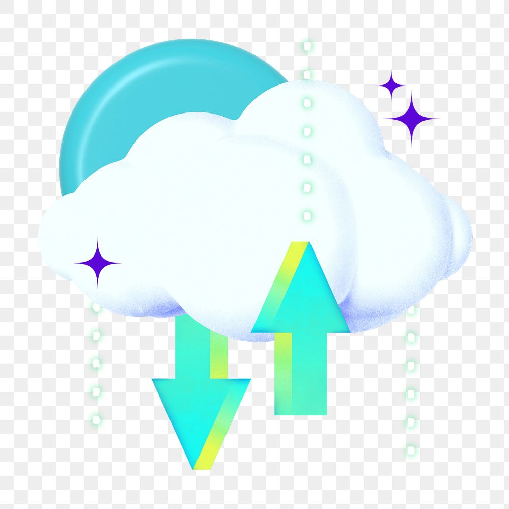 Cloud storage png element, editable upload download arrow collage remix