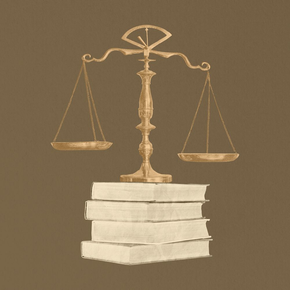 Scale of justice, books, legal editable design. Remixed by rawpixel.