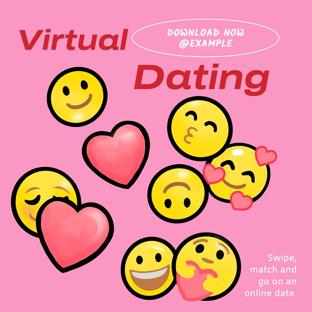 Virtual dating Instagram post template, editable text