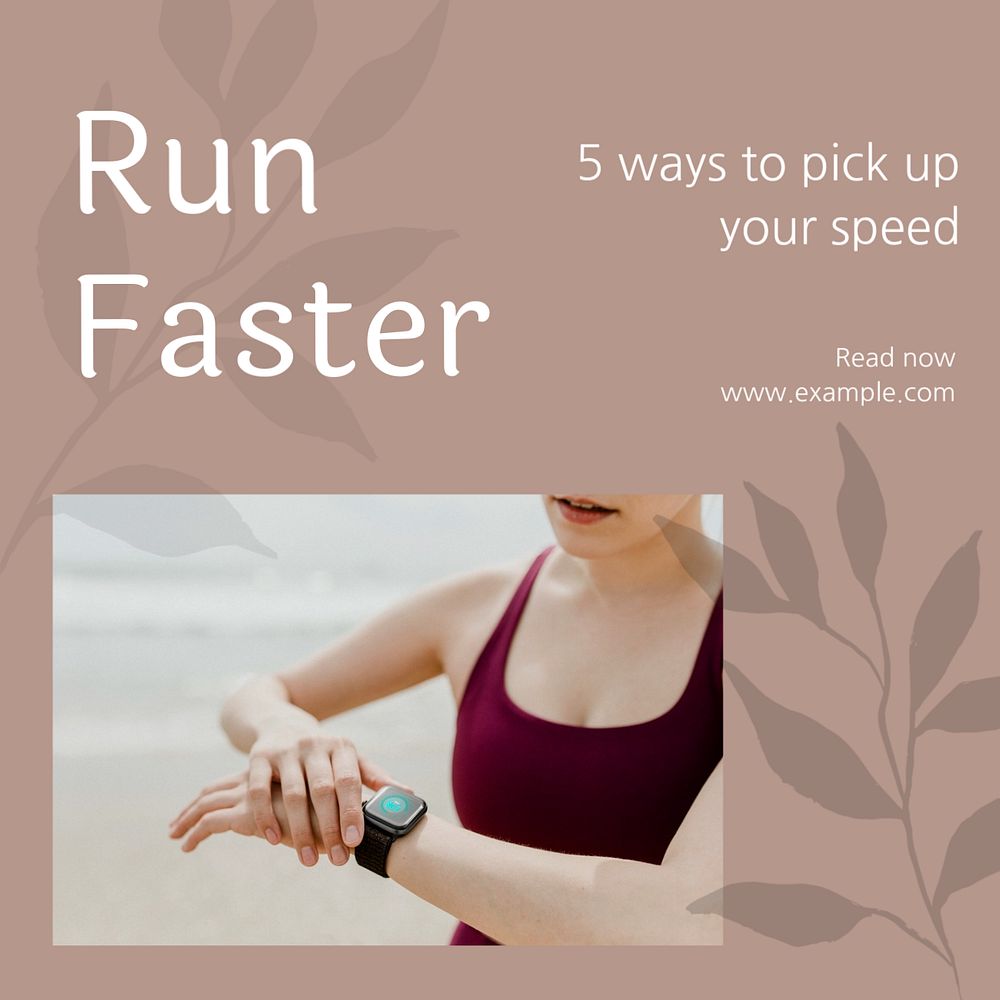 Run faster Instagram post template, editable text