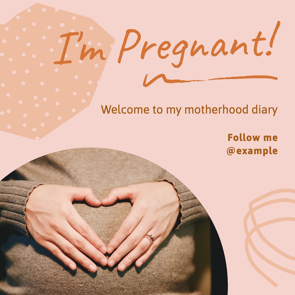 I'm pregnant Instagram post template, editable text