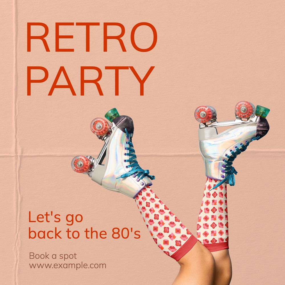 Retro party Instagram post template, editable text