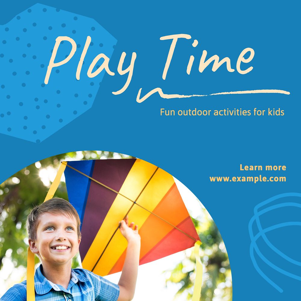 Play time Instagram post template, editable text