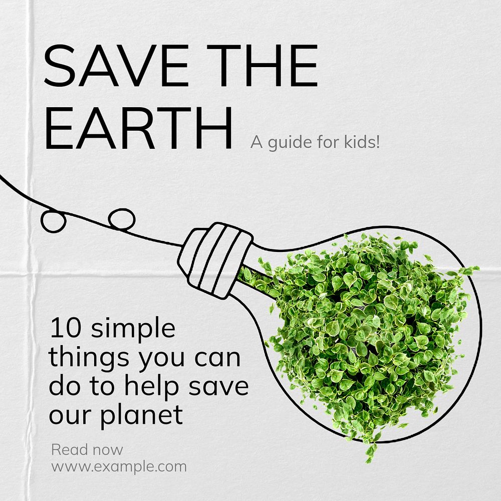 Save the earth post template, editable social media design