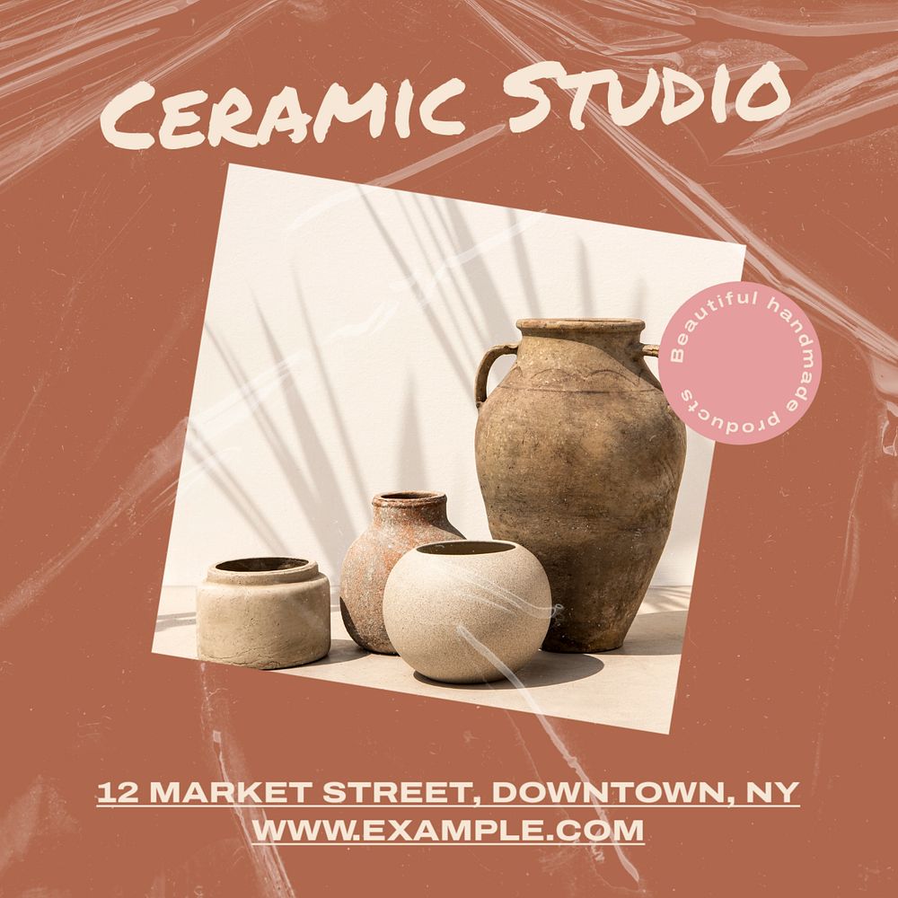 Ceramic studio Instagram post template, editable text