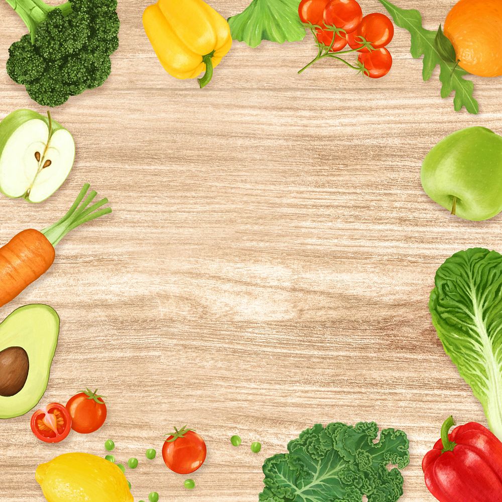 Fruits & vegetables frame background, editable design