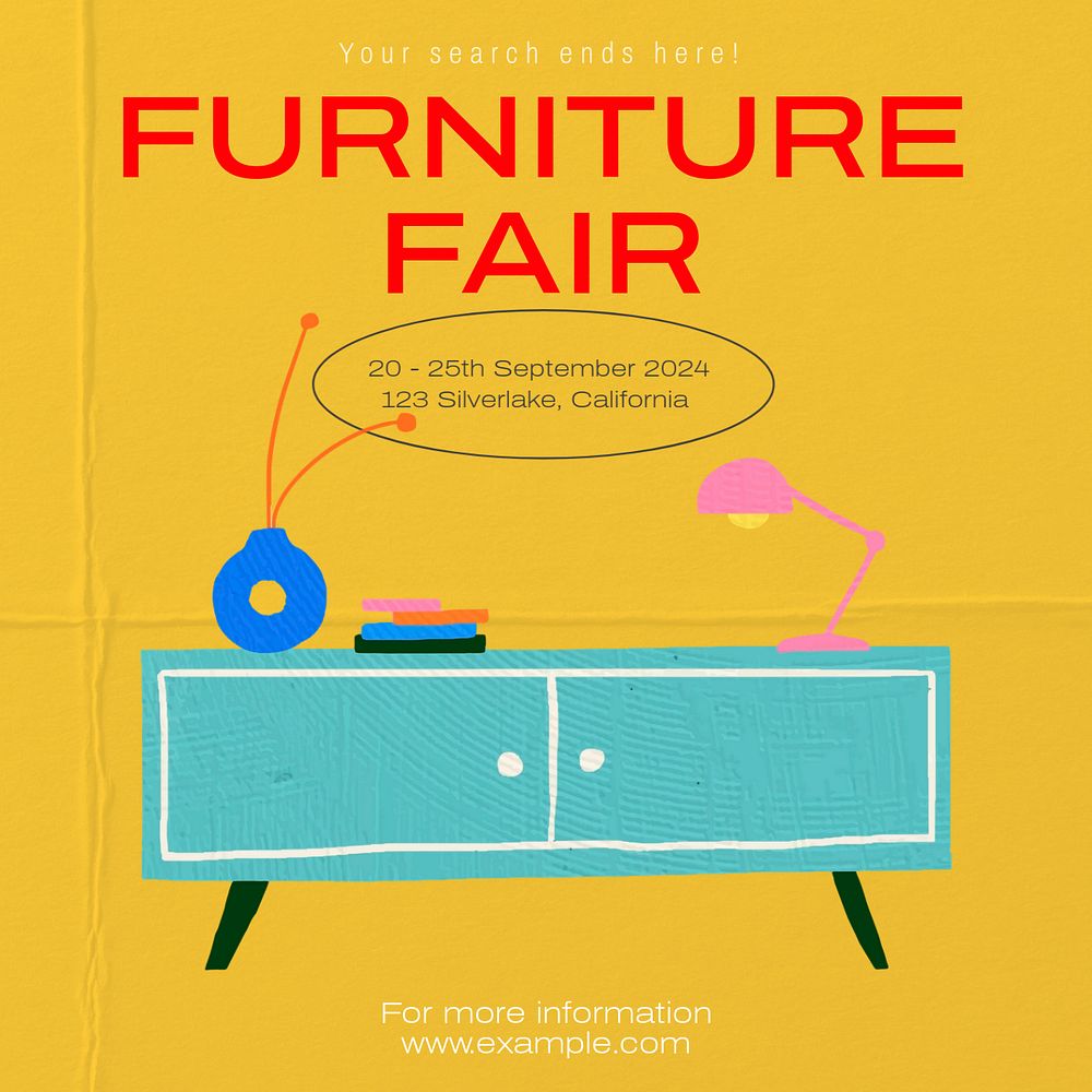 Furniture fair Instagram post template, editable text