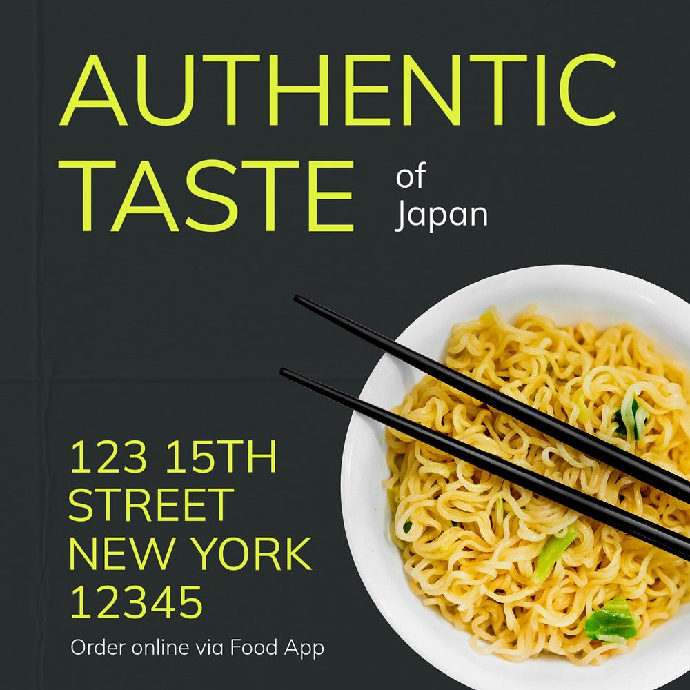 Authentic taste Instagram post template, editable text