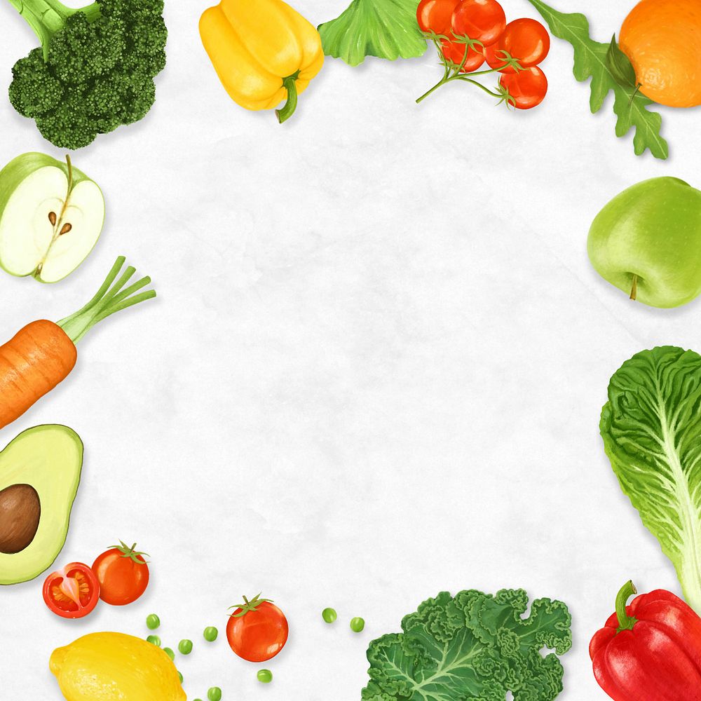 Fruits & vegetables frame background, editable design