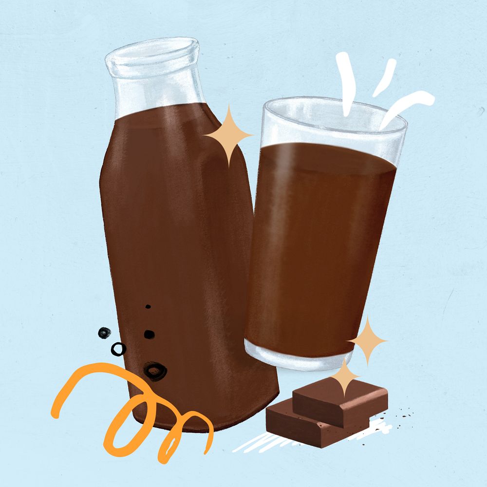 Chocolate milk, drink illustration, editable design