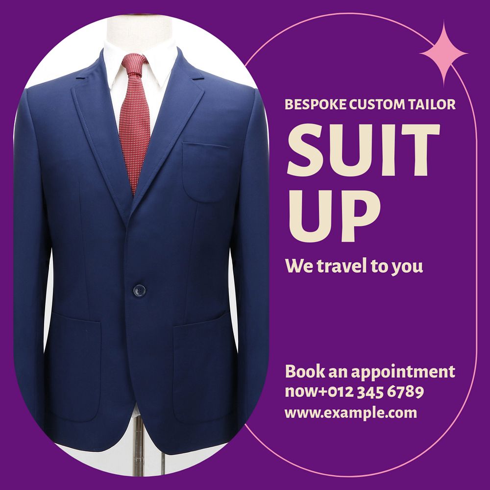 Suit tailor shop Instagram post template, editable design