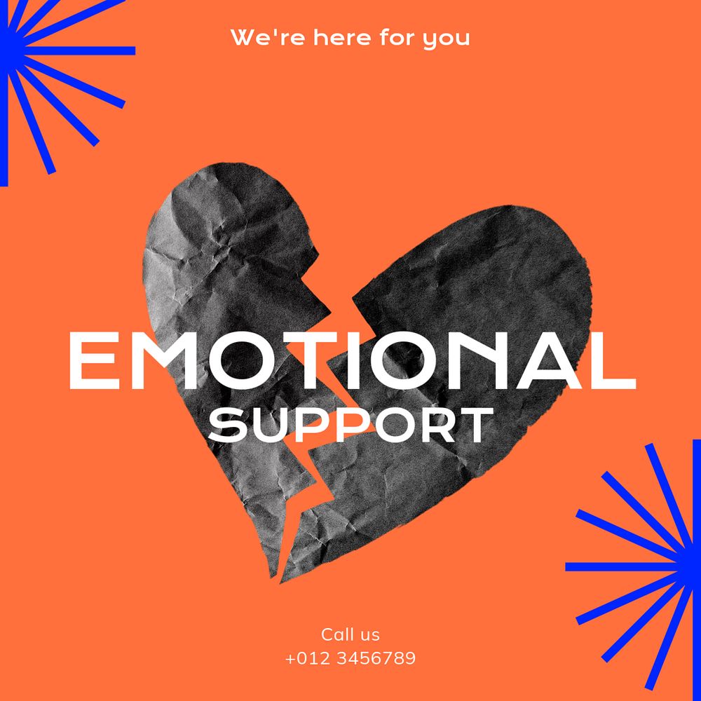 Emotional support Instagram post template, editable text