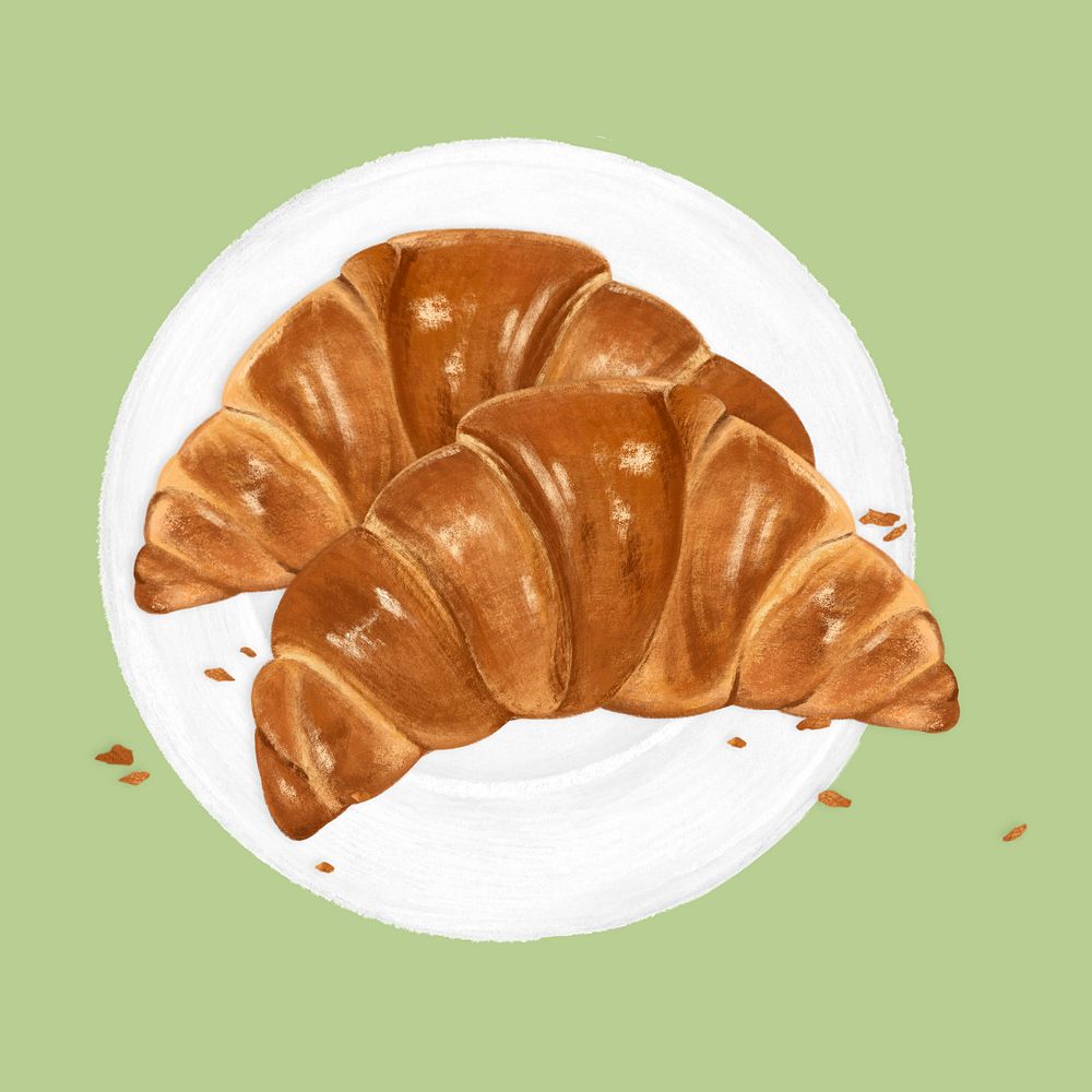 Homemade croissants, breakfast food illustration, editable design