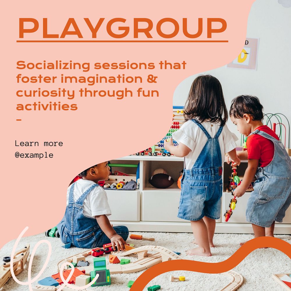 Children playgroup Instagram post template, editable text