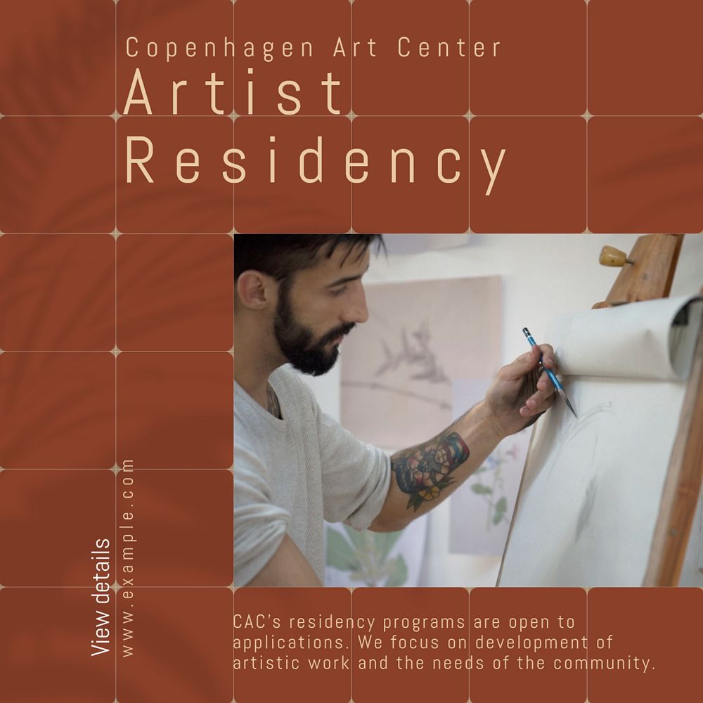 Artist residency Instagram post template, editable text