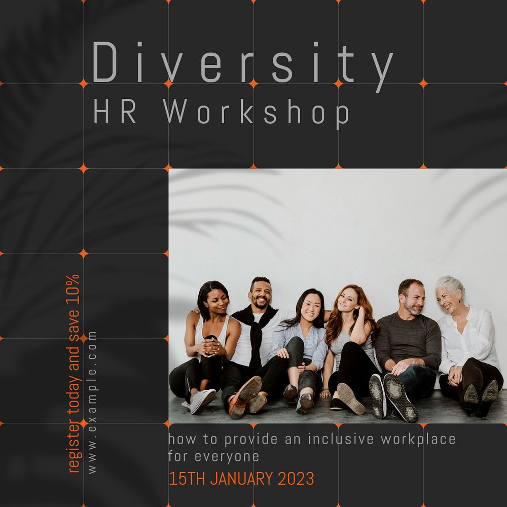 Diversity HR workshop Instagram post template, editable text