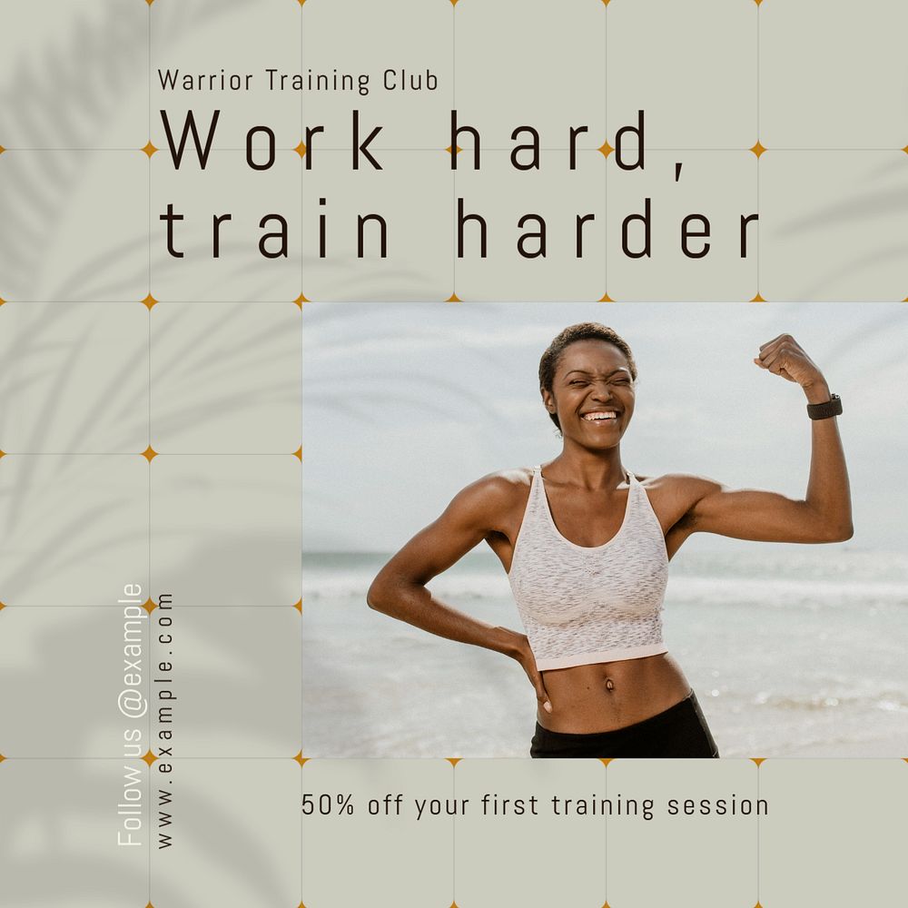 Fitness ads Instagram post template, editable text