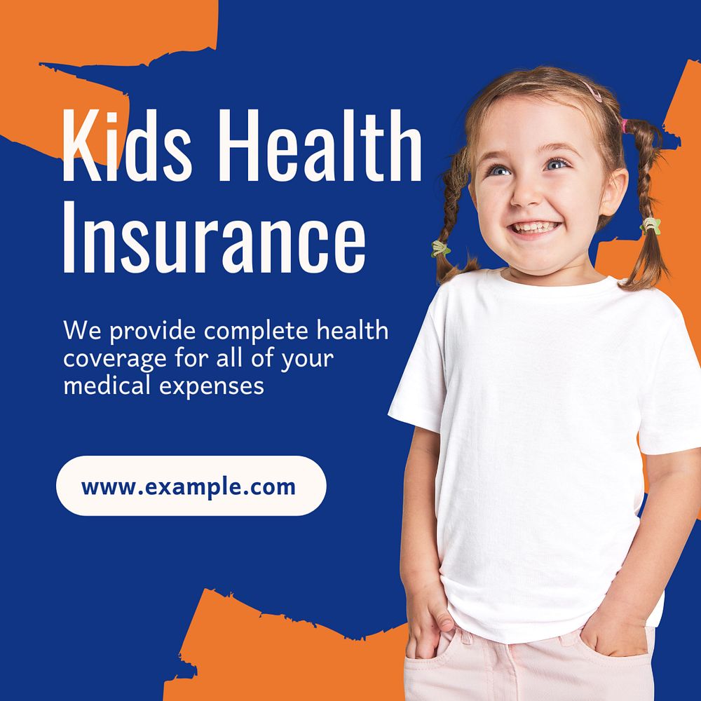 kids health insurance post template, editable social media design