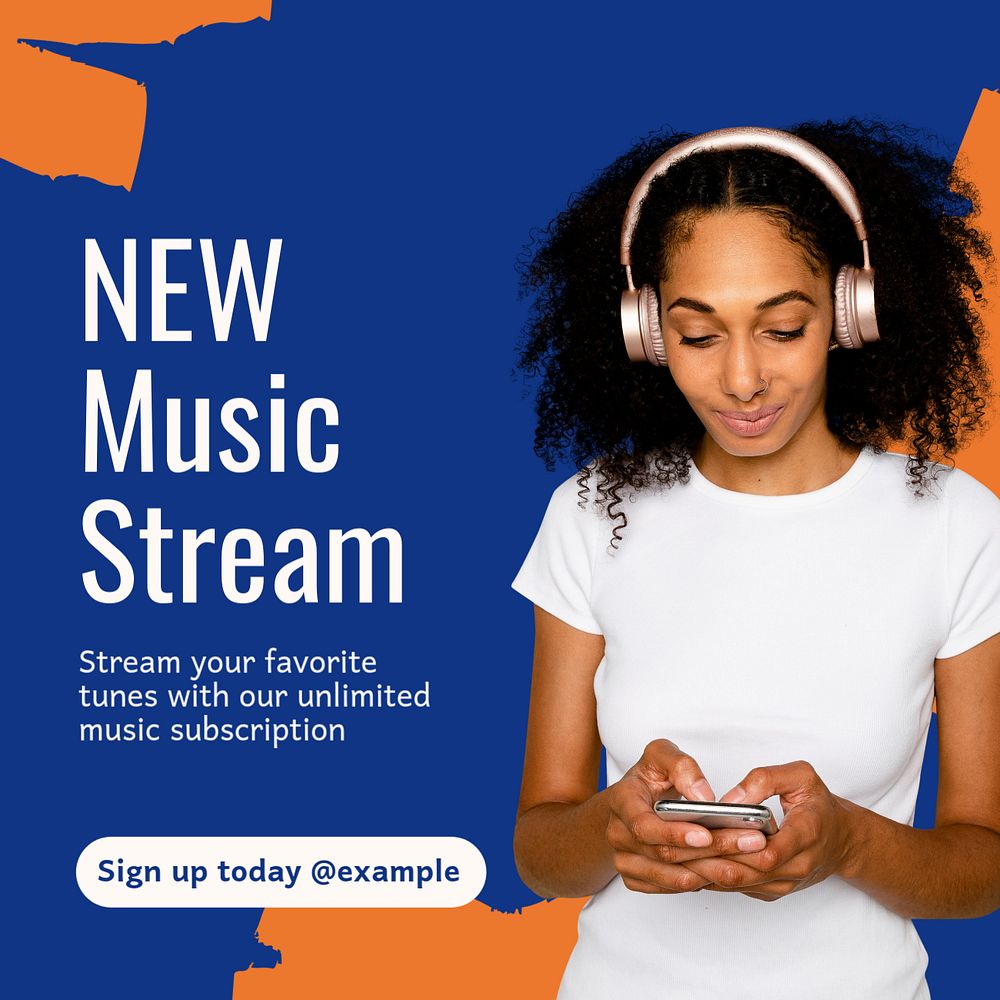 Music stream Instagram post template, editable text