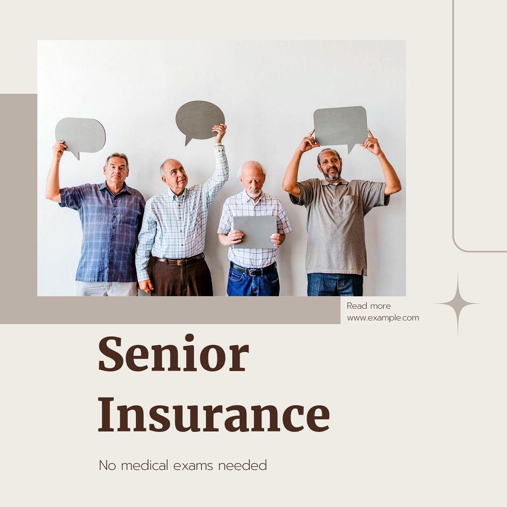 Senior insurance Instagram post template, editable social media ad