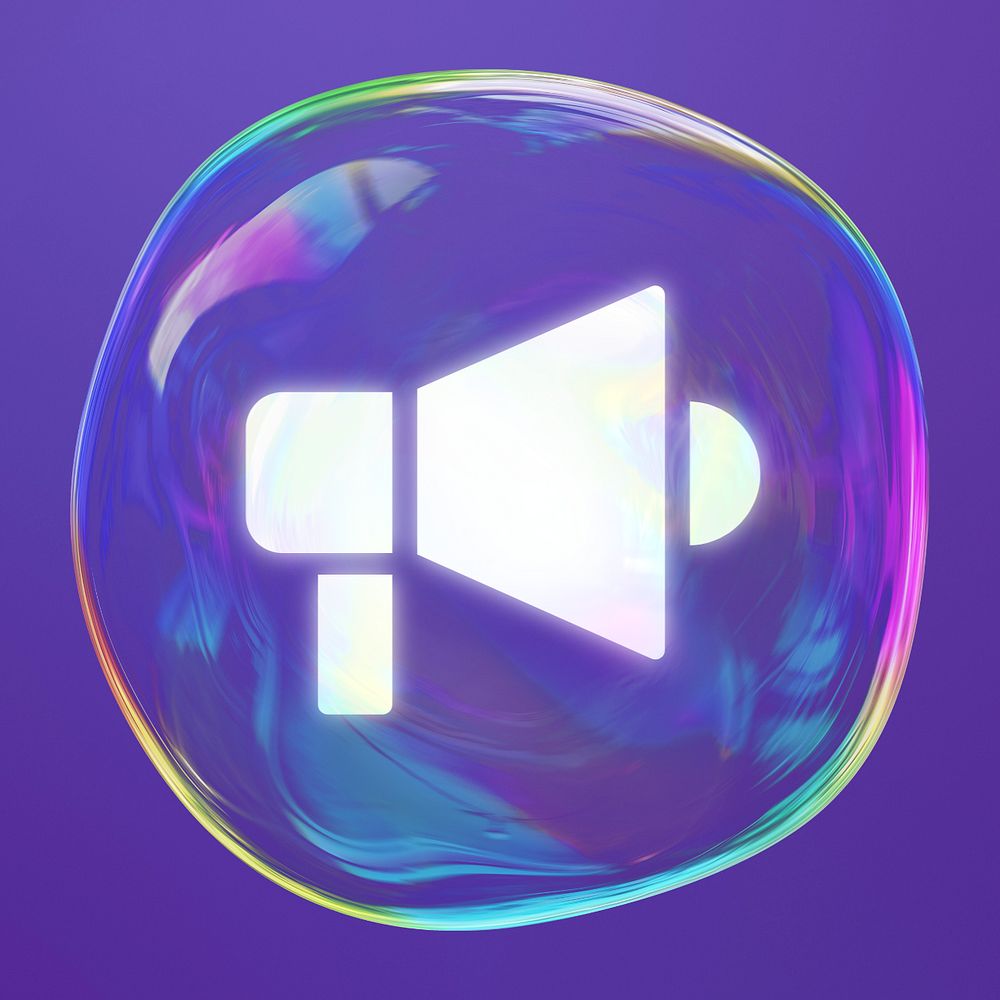 Megaphone bubble element, digital remix, editable design