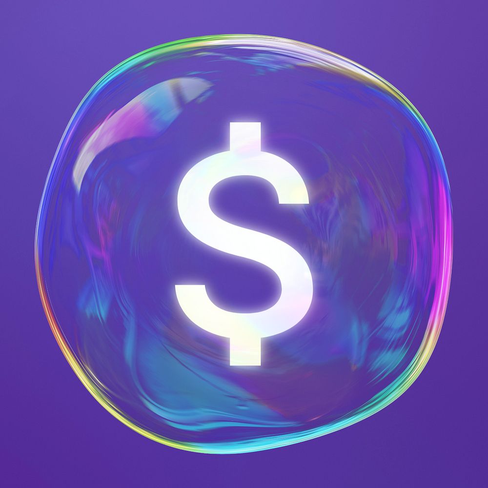 Bubbled dollar sign, editable FinTech