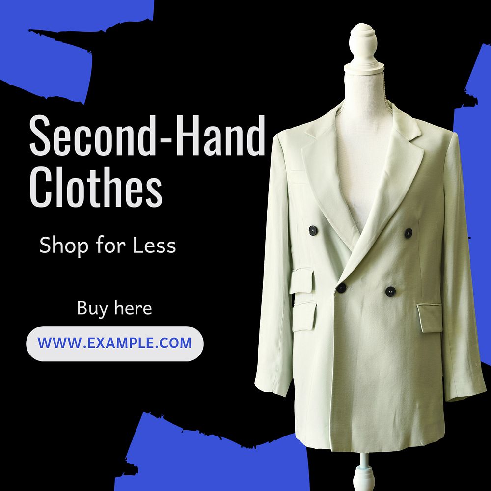 Second-hand clothes Instagram post template, editable text