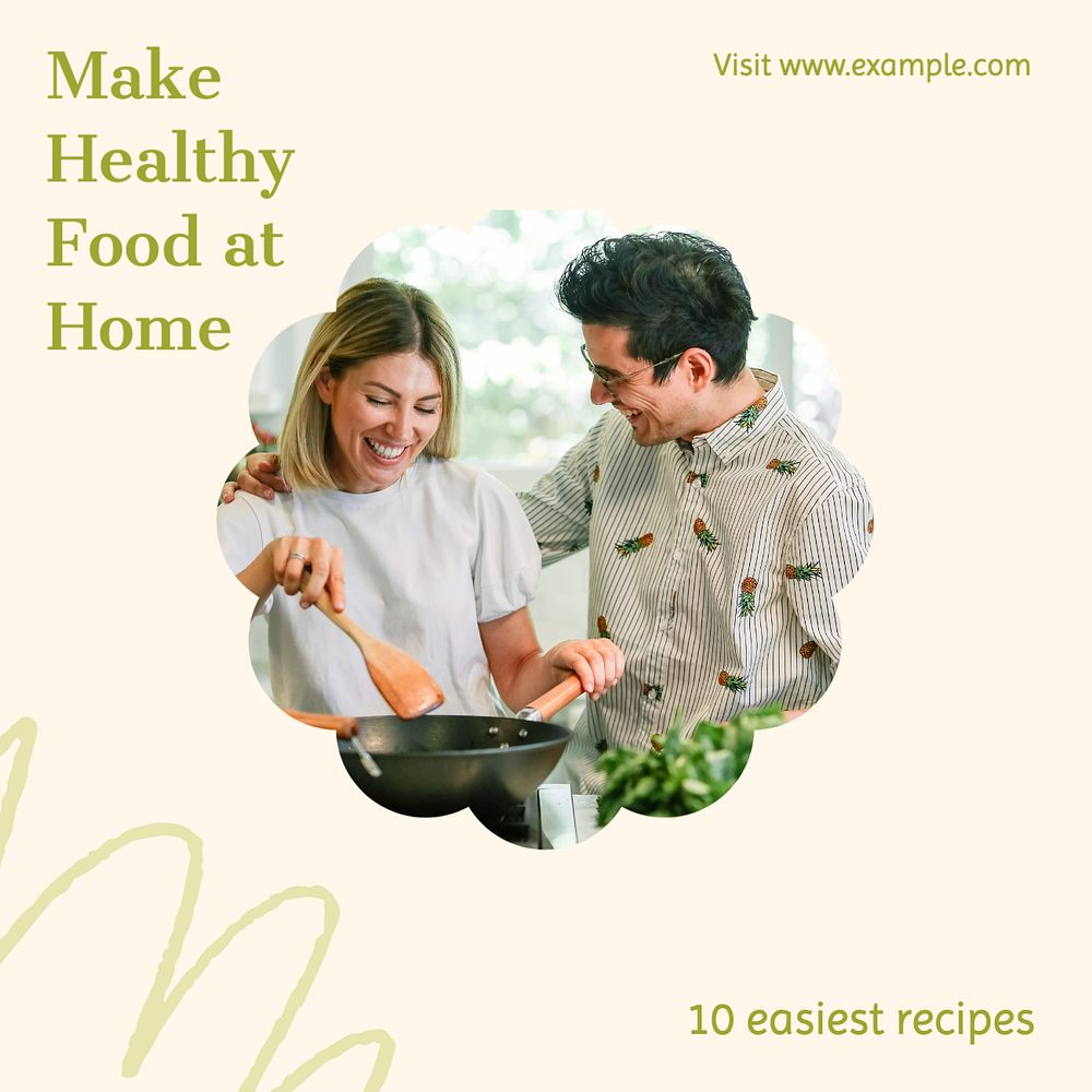 Food recipes Instagram post template, editable text