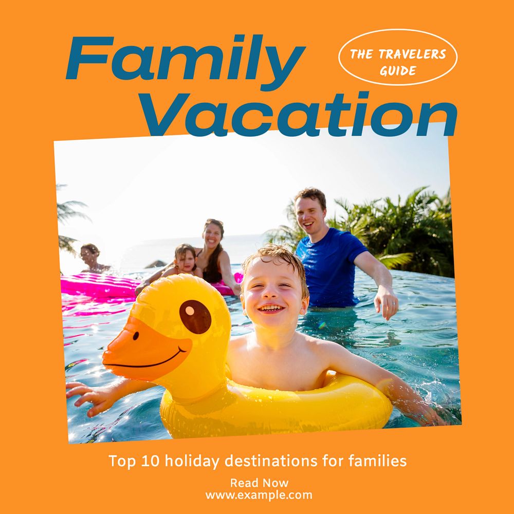 Family vacation Instagram post template, editable text