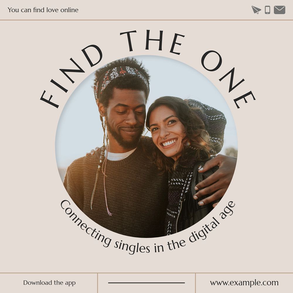 Finding love Instagram post template, editable design