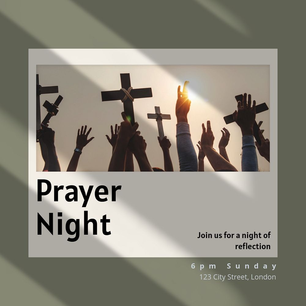 Prayer night Instagram post template, editable text