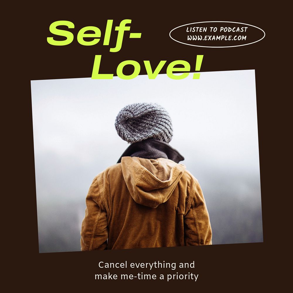 Self-love Instagram post template, editable text