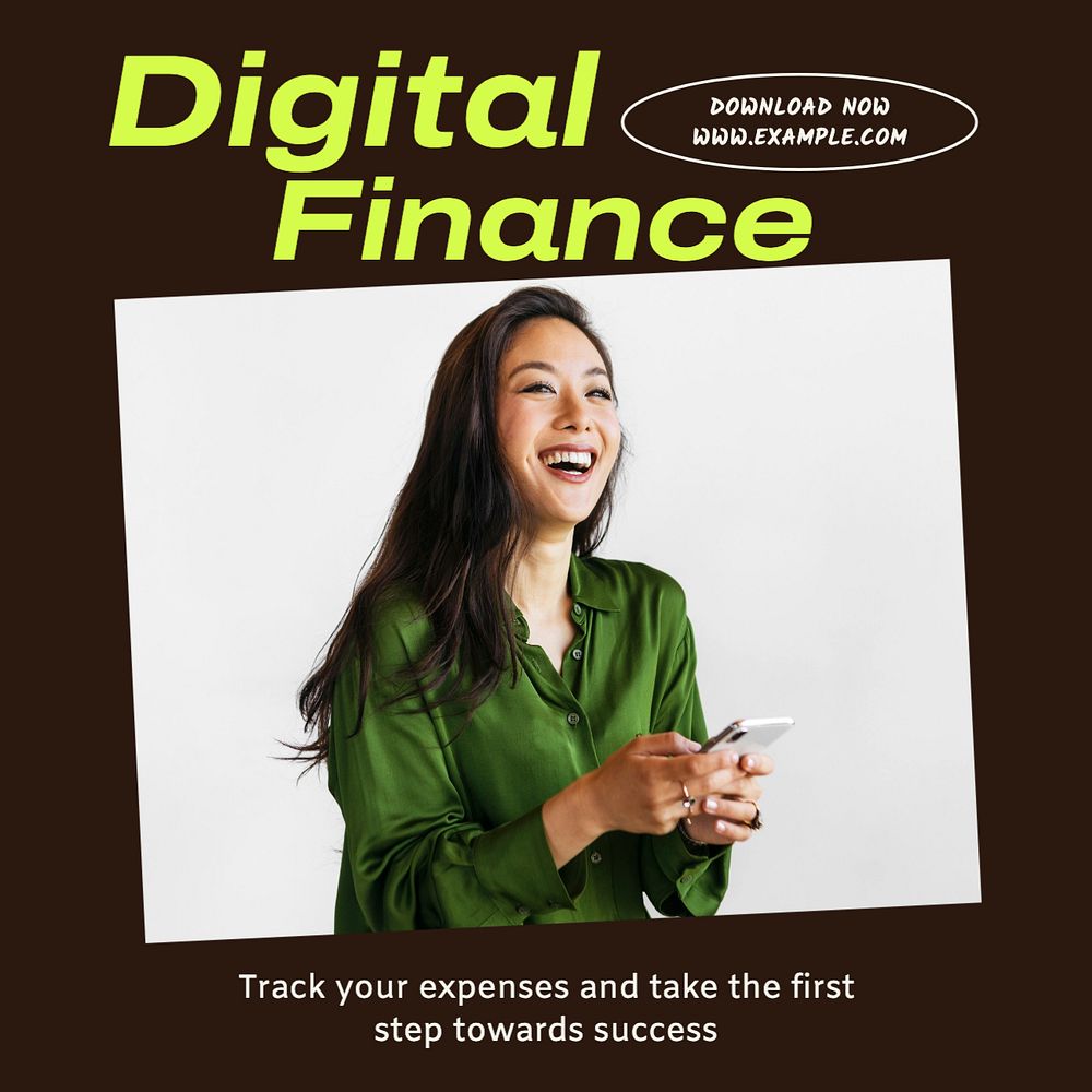 Digital finance Instagram post template, editable text