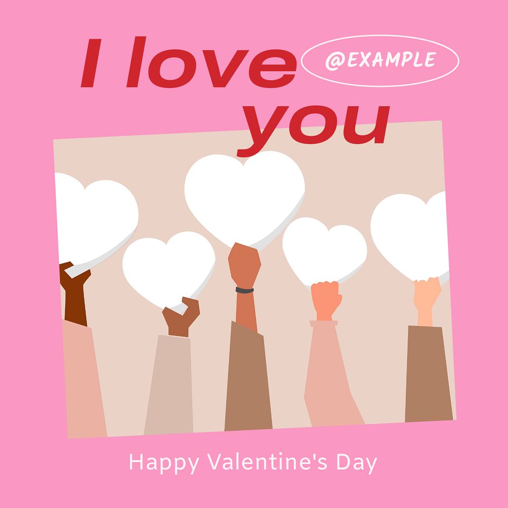 I love you post template, editable social media design