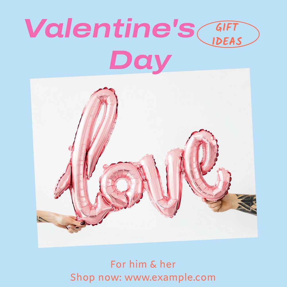 Valentine's day Instagram post template, editable design