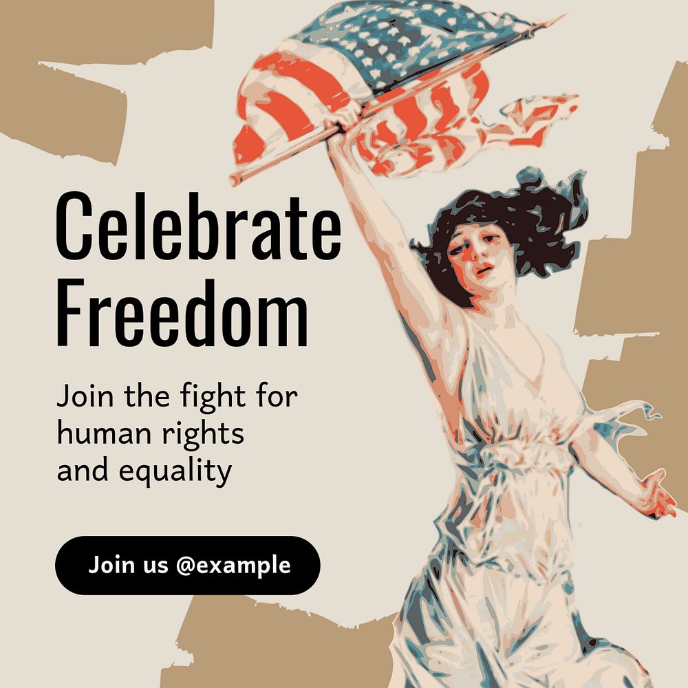 Celebrate freedom Instagram post template, editable text