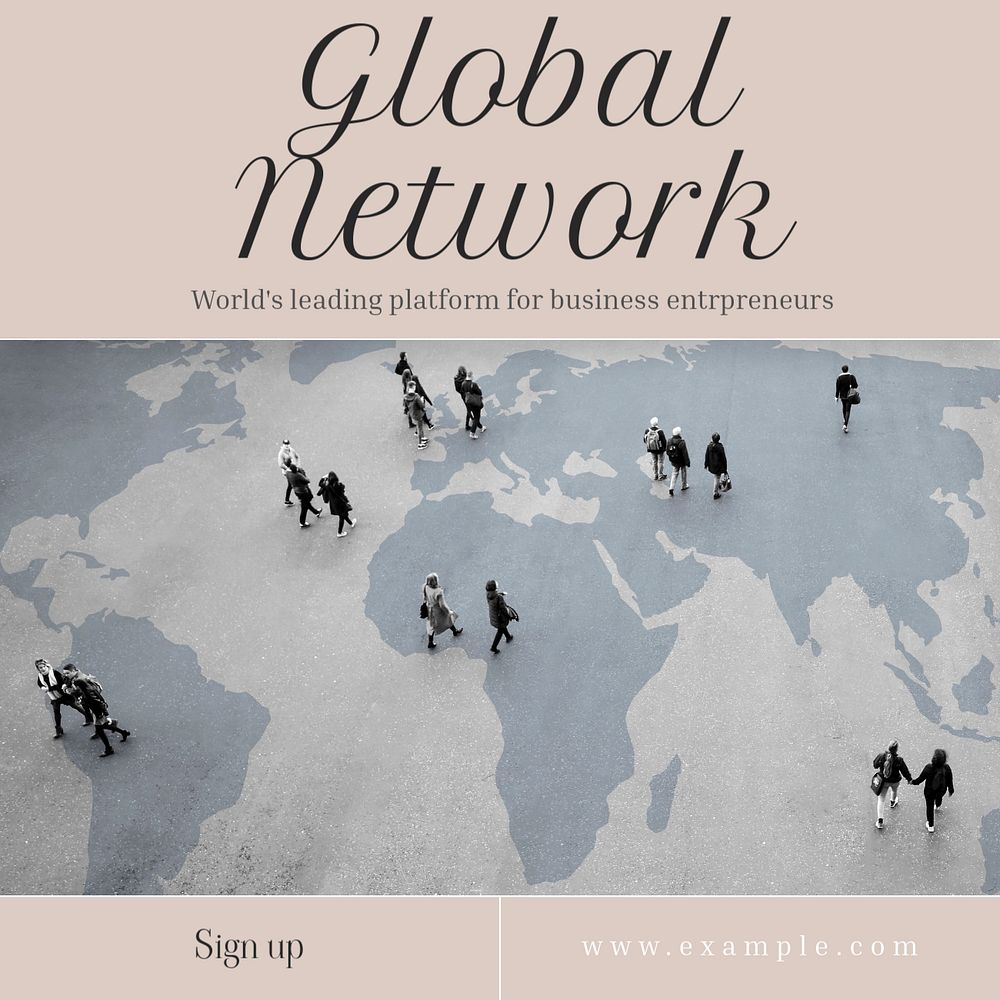 Global network social media template, editable design