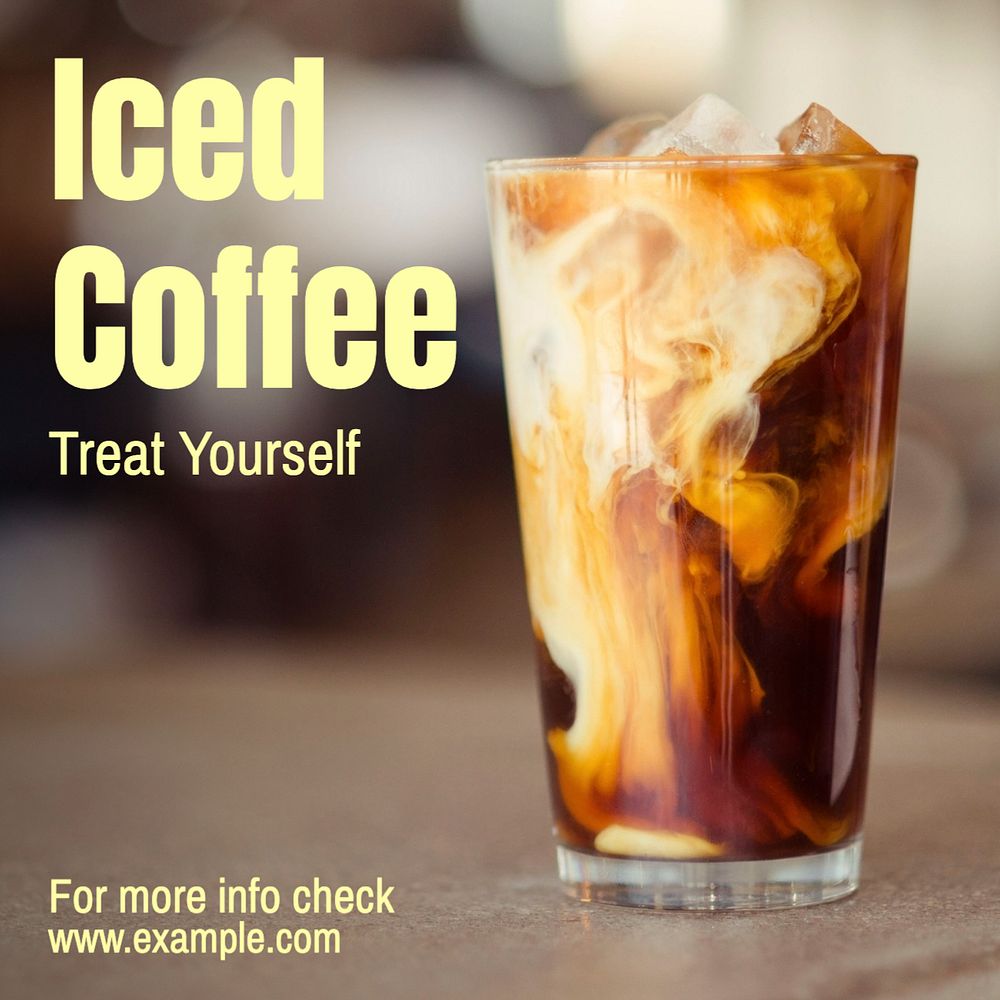 Iced coffee Instagram post template, editable text