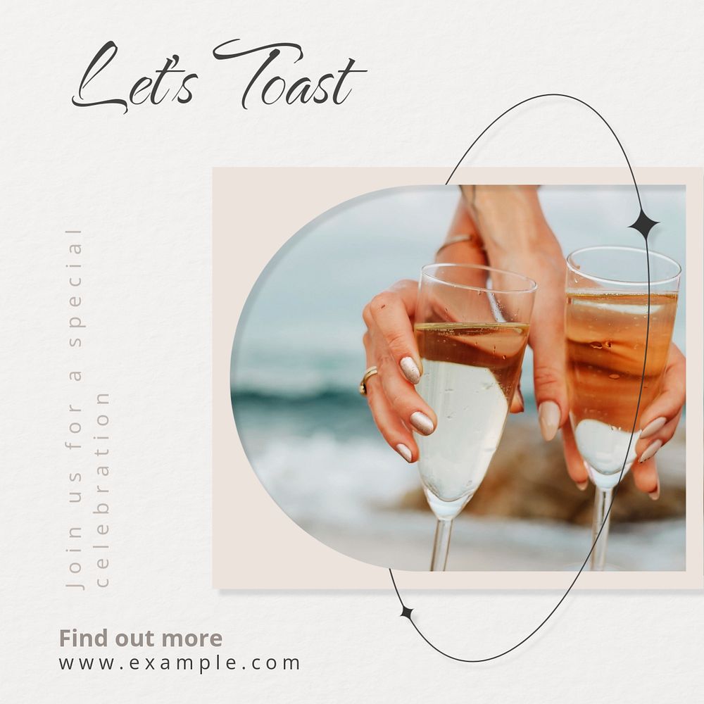 Let's toast Instagram post template, editable text