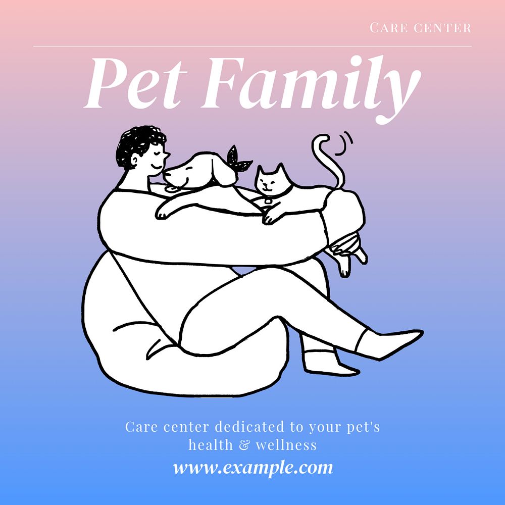 Pet family Instagram post template, editable text