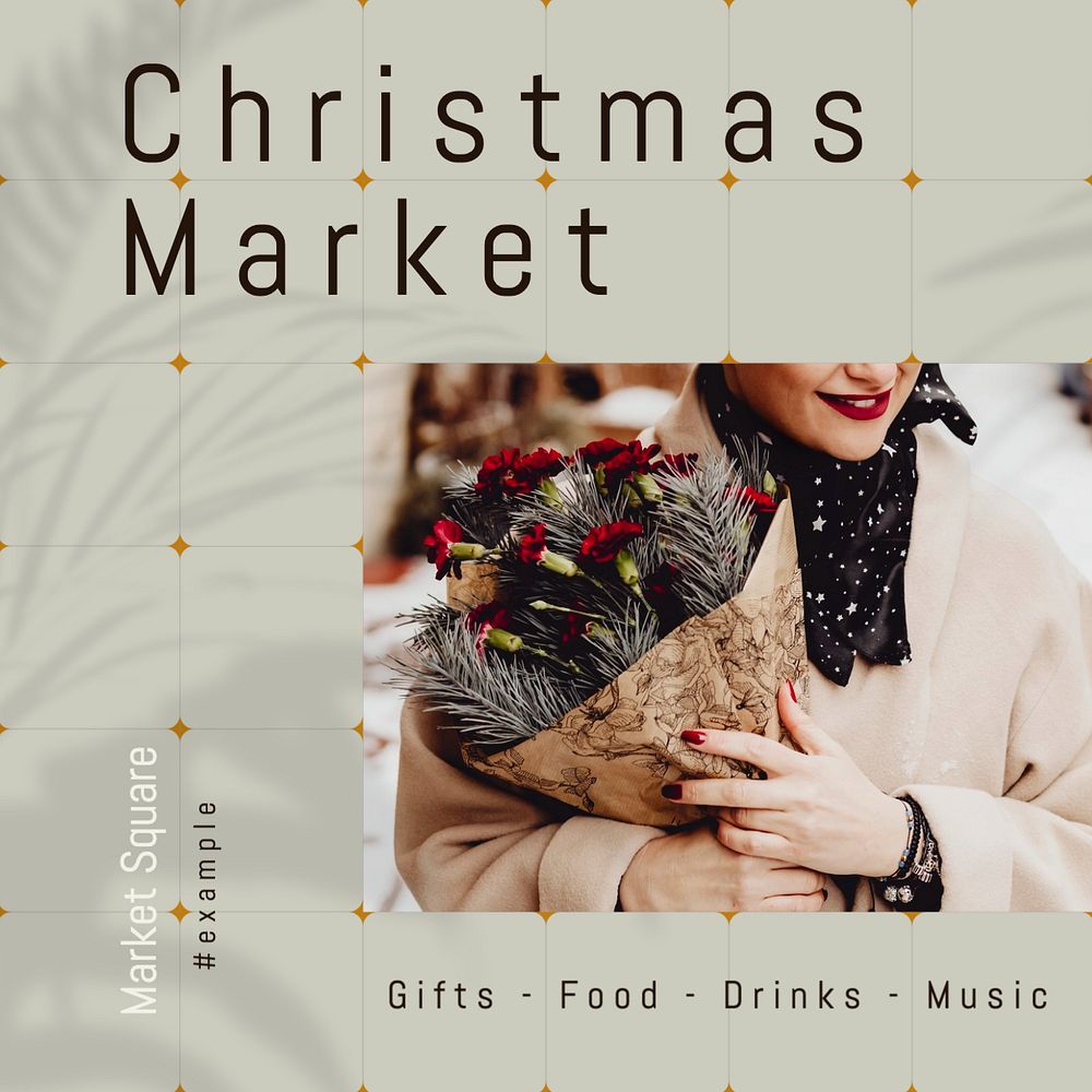 Christmas market Instagram post template, editable text