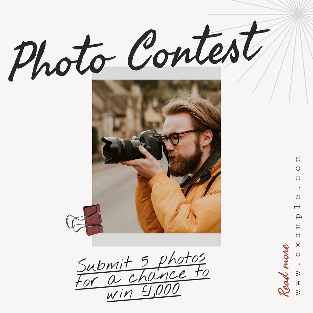 Photo contest Instagram post template, editable design