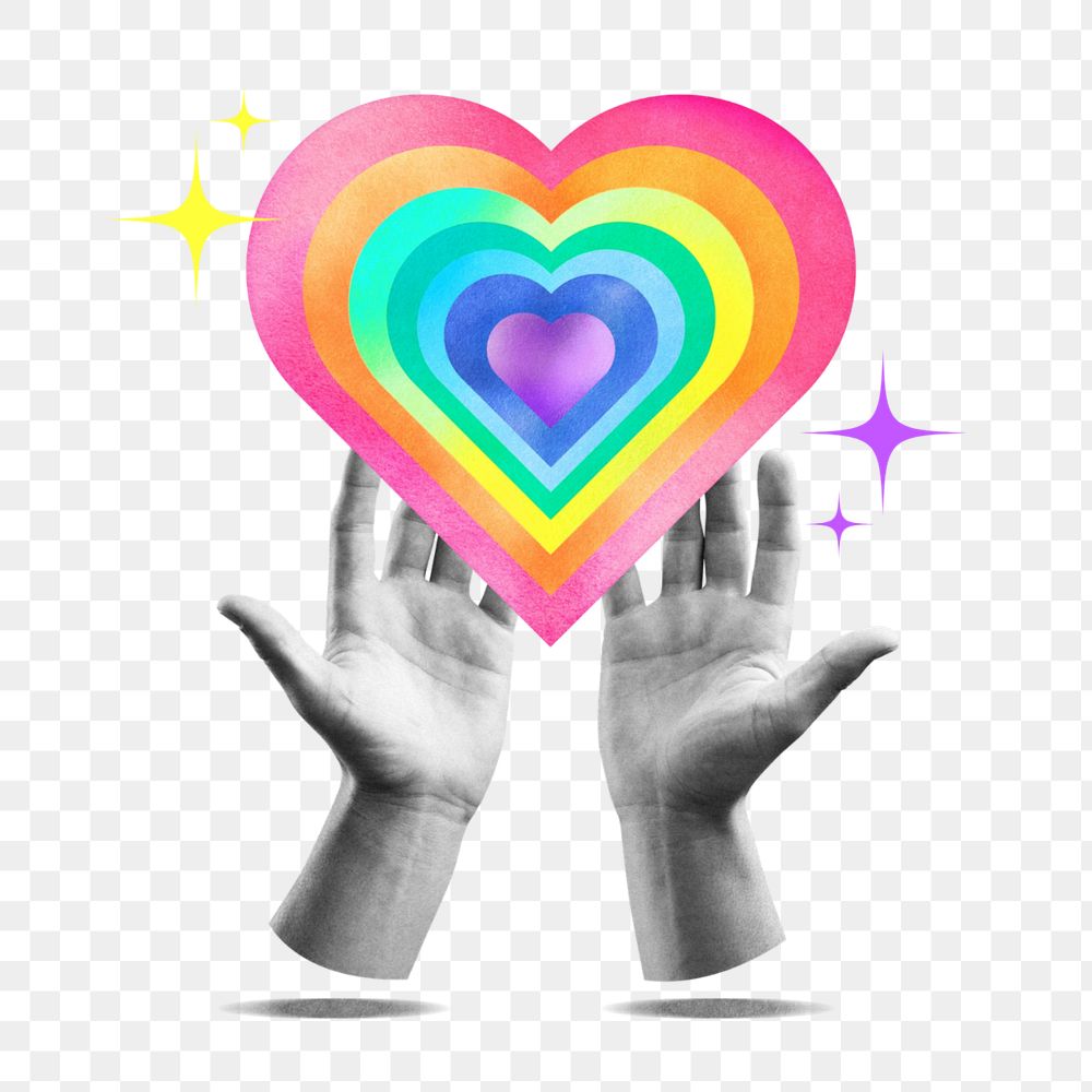 LGBTQ support, hands cupping rainbow heart