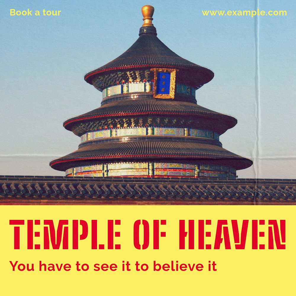 Temple of heaven Instagram post template, editable design