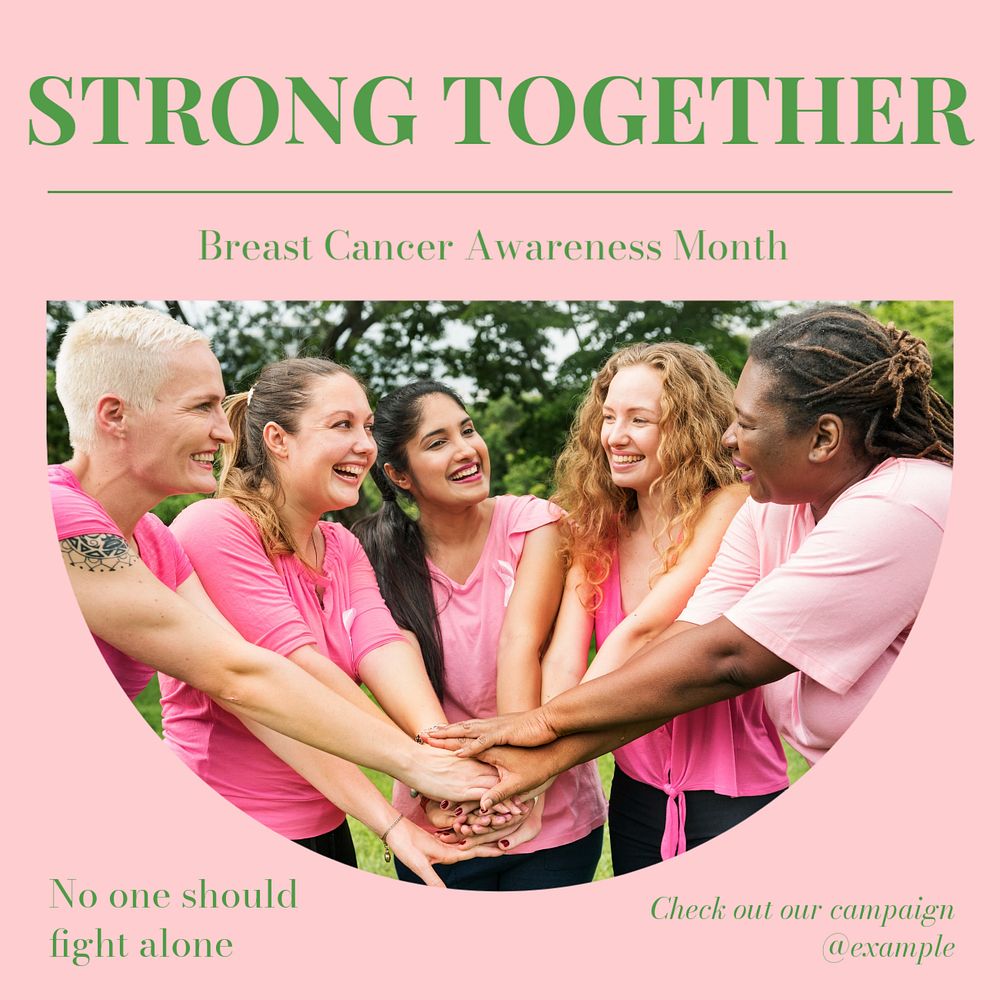 Breast cancer awareness Instagram post template, editable social media ad