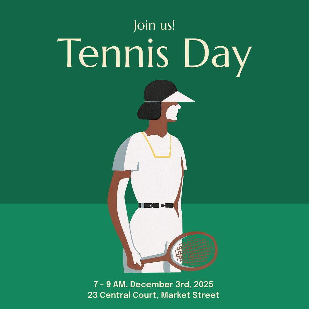 Tennis day Instagram post template, editable text